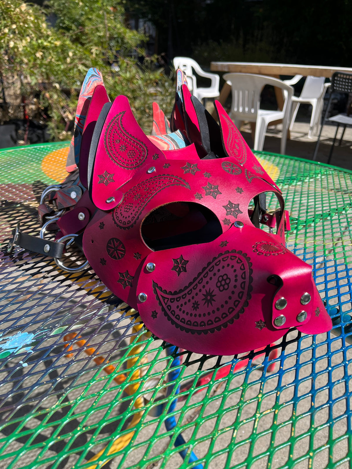 Custom Leather Pup Hood