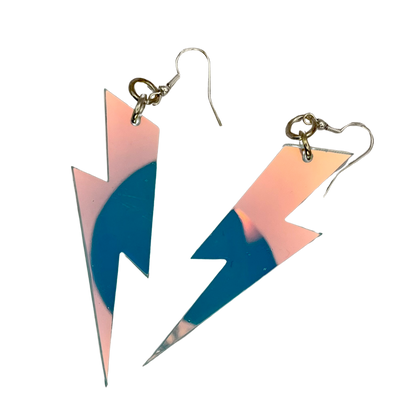 Iridescent Lightning Bolt Earrings