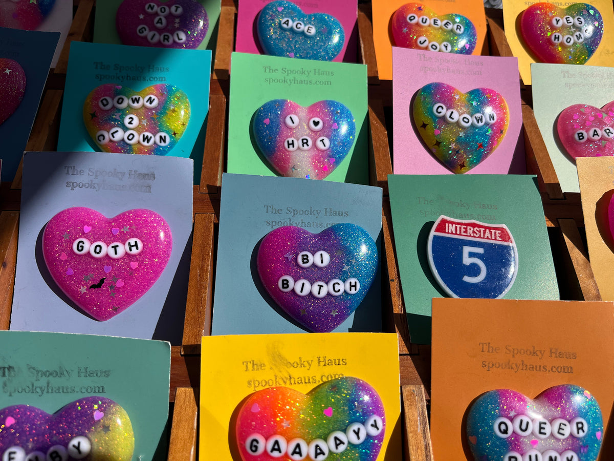 "GAAAAY" Resin Heart Pin