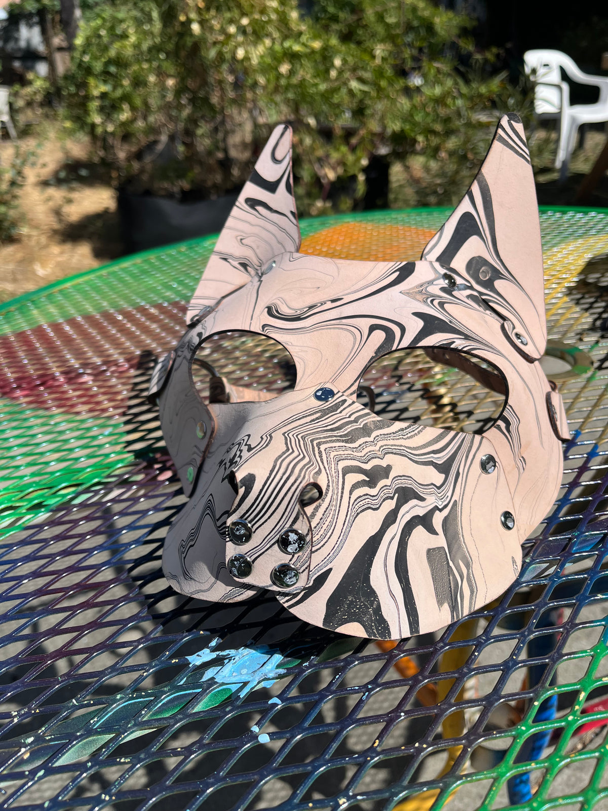 Custom Leather Pup Hood