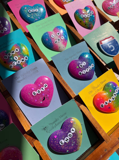 "GAAAAY" Resin Heart Pin