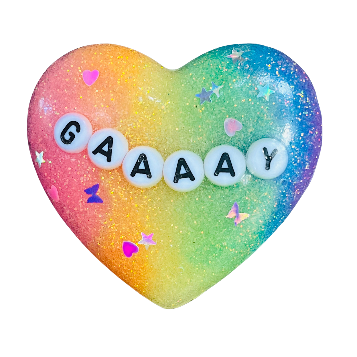 "GAAAAY" Resin Heart Pin
